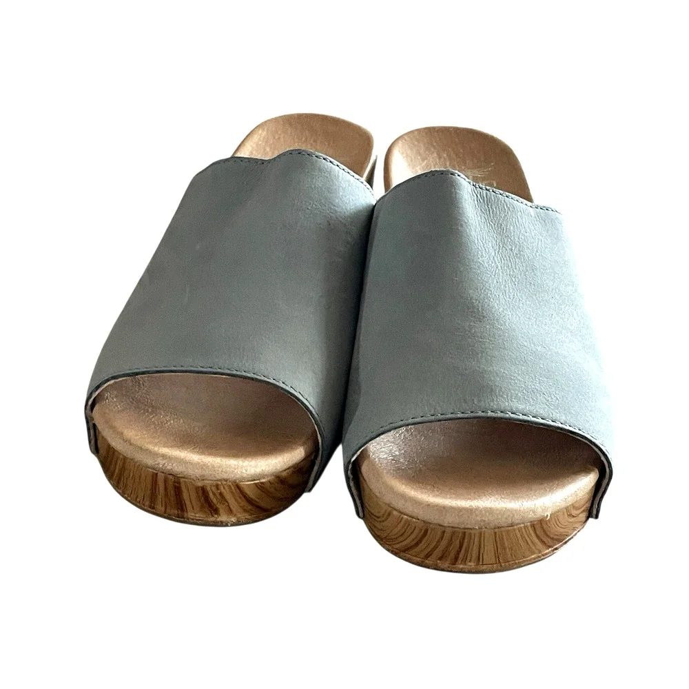 DANSKO Maci Women's Size 37/US 7 Light Blue Suede Leather Open Toe Mule Slides - Picture 4 of 9